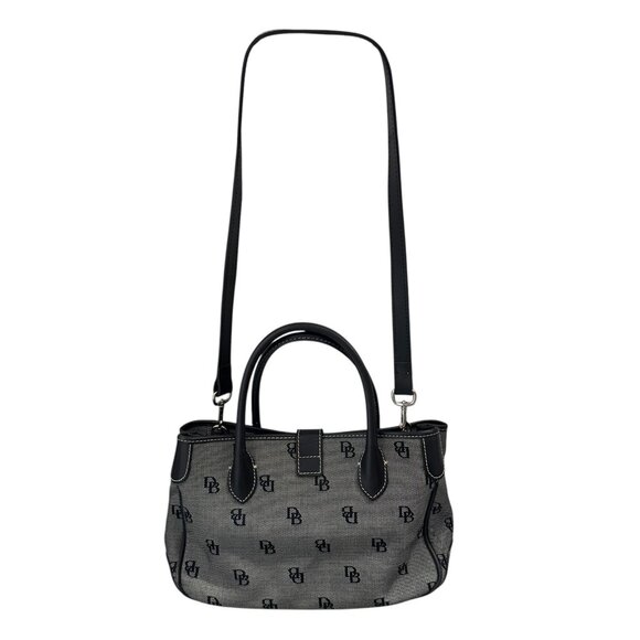 Dooney & Bourke Crossbody Bag Purse Signature Logo Monogram Black Gray Canvas - Picture 3 of 11